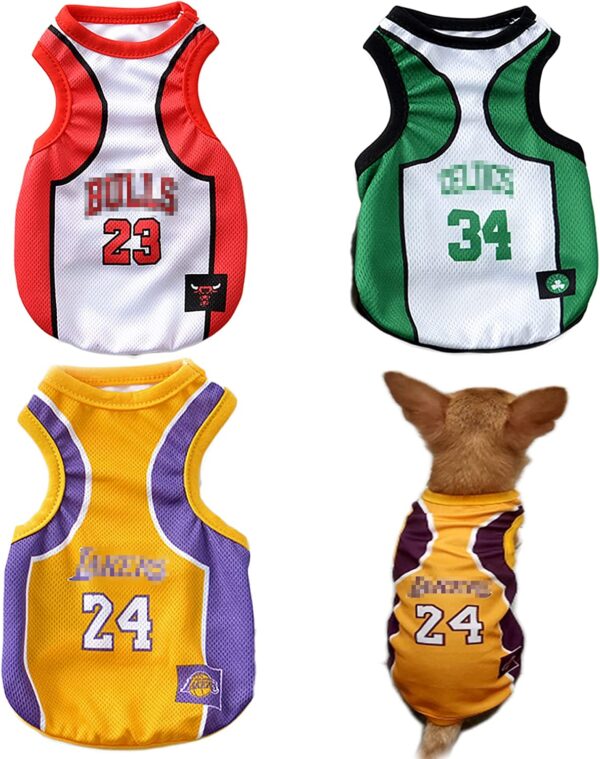 3Pack Dog Clothes for Small Dog Girl Puppy Clothes for Chihuahua Yorkies Bulldog Clothes for Medium Dogs Boy Basketball Jersey Pet Outfits Dog Shirt Apparel Accessories,S